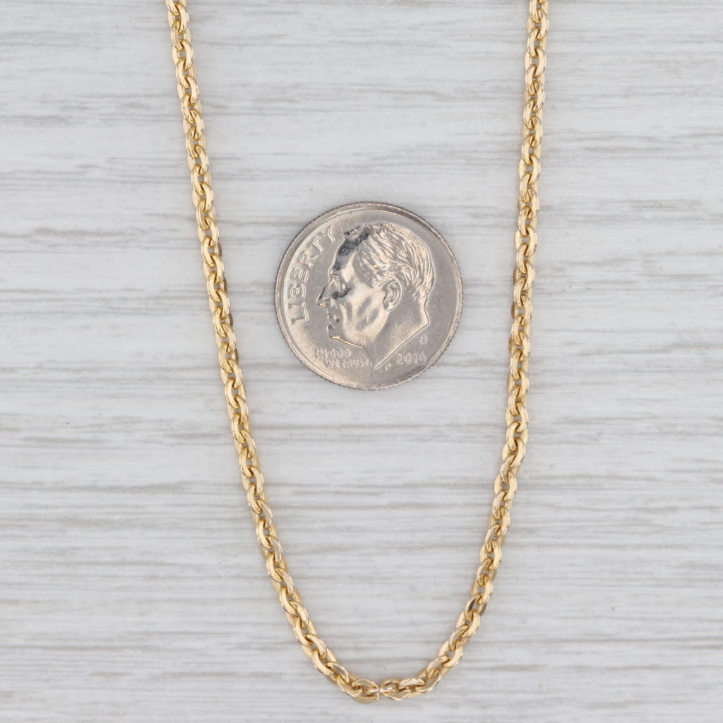 Light Gray 19" 2mm Cable Chain Necklace 14k Yellow Gold