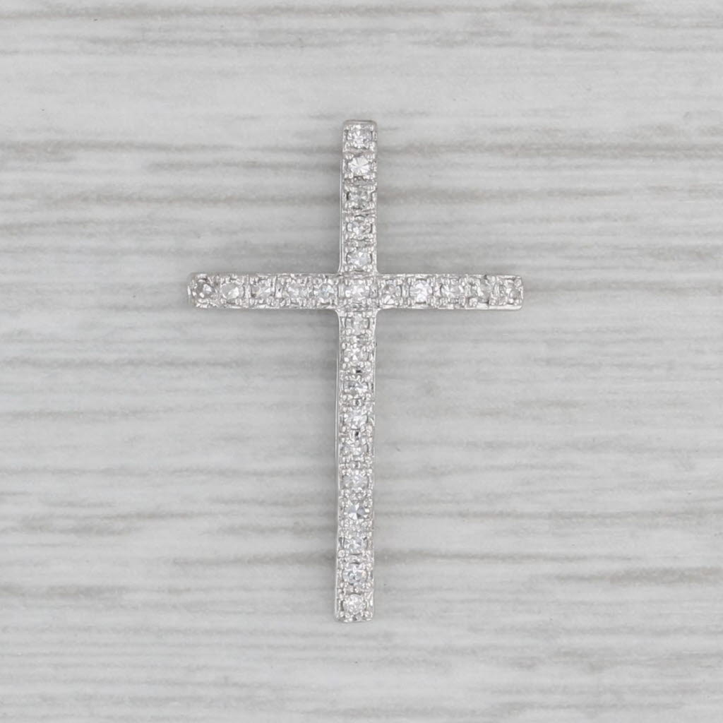 Gray Diamond Cross Pendant 10k White Gold Floating Drop