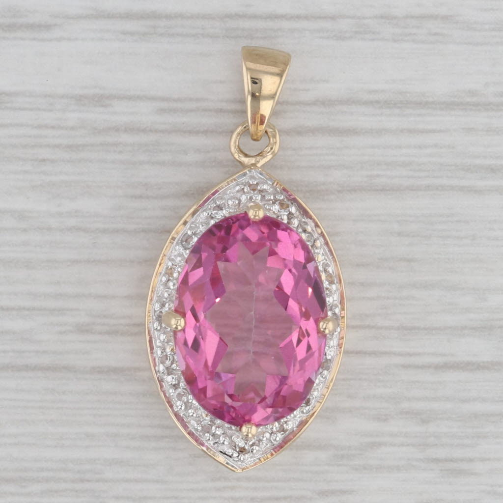 Gray 7.59ctw Oval Pink Mystic Topaz 14k Yellow Gold White Topaz Accents