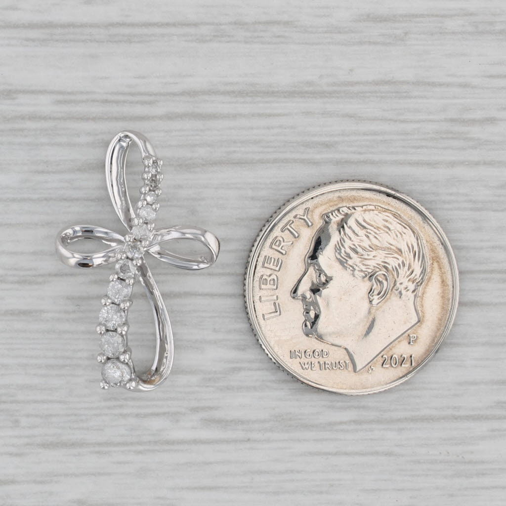 Gray 0.25ctw Diamond Cross Pendant 10k White Gold