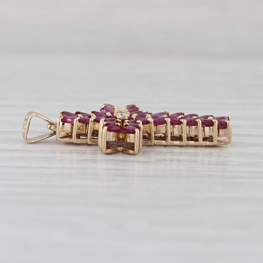 2.03ctw Ruby Diamond Cross Pendant 14k Yellow Gold