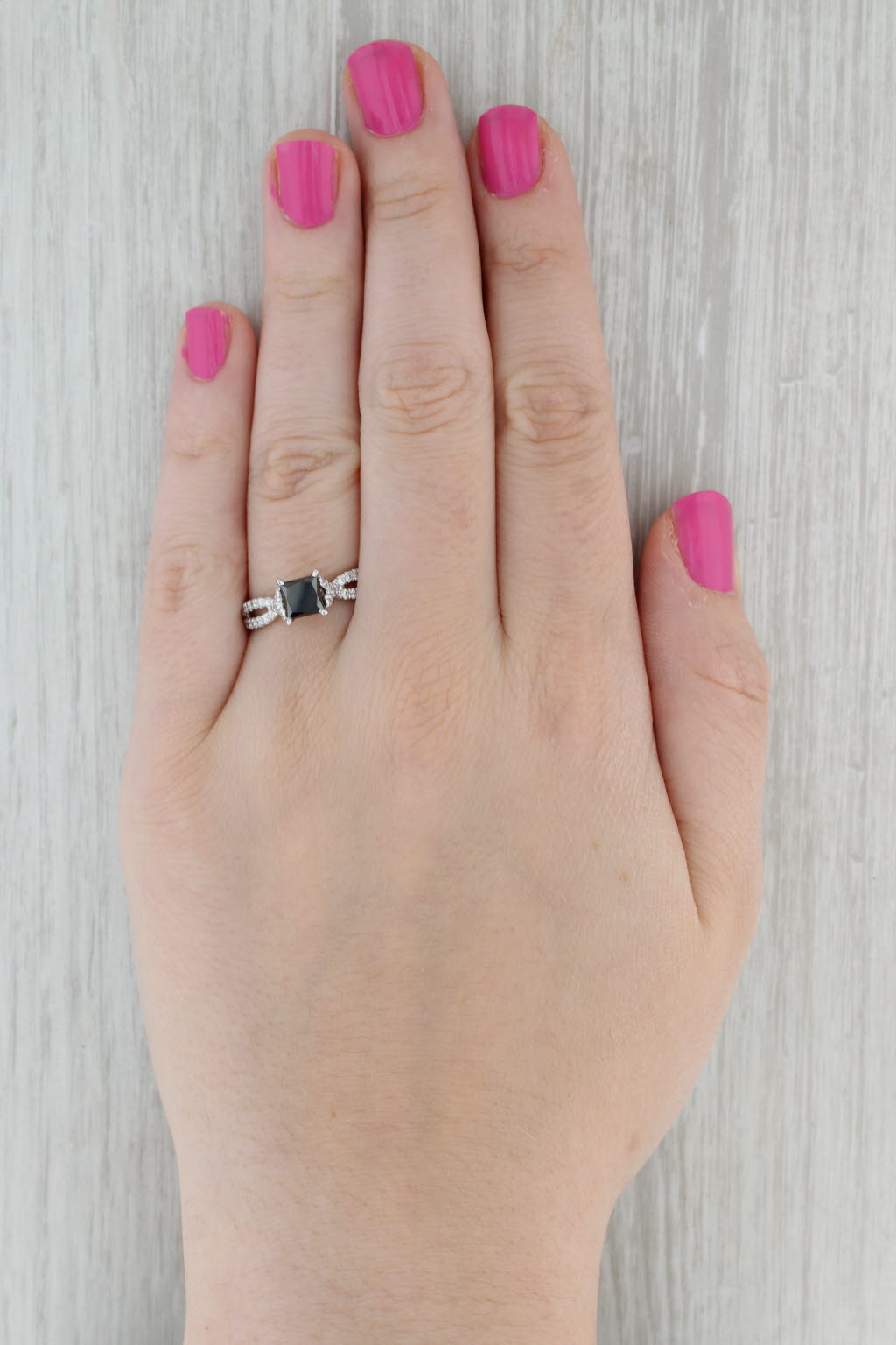 Gray 1.65ctw Black White Princess Diamond Ring 14k White Gold Sz 8 Engagement Gabriel