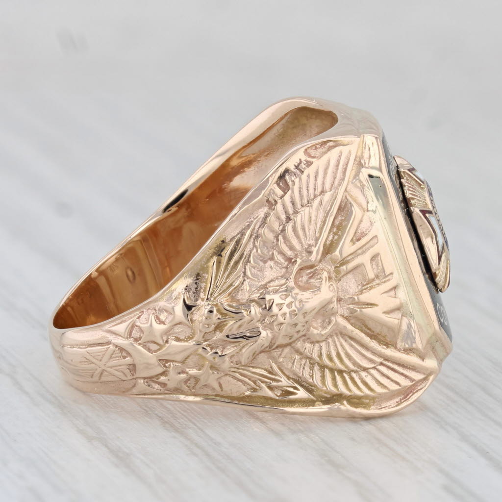 Gray VFW Past Post Commander Cross Signet Ring 10k Gold Veterans Foreign Wars