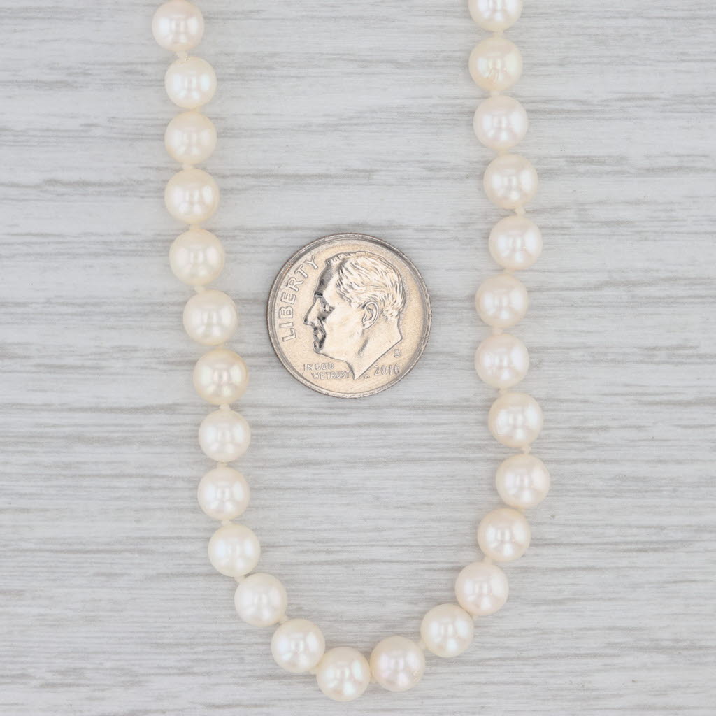 20.75" Cultured Pearl Necklace 14k Gold Clasp 6mm Single Strand