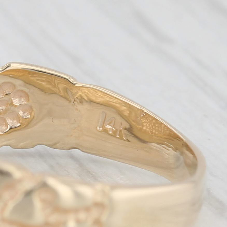 Light Gray Diamond Accented Gold Nugget Ring 14k Gold Size 7.5 Wedding Band