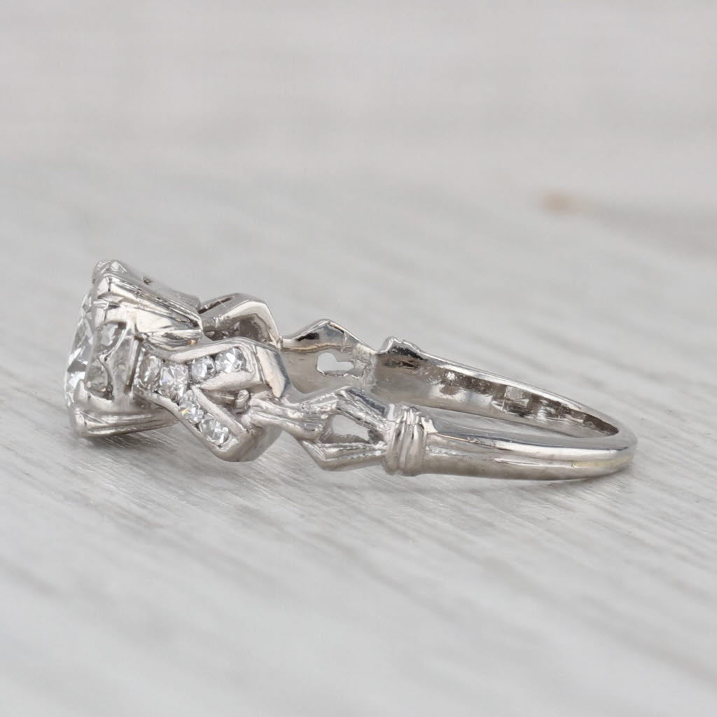 Gray Art Deco 0.62ctw Transitional Round Diamond Engagement Ring Platinum Size 4.75
