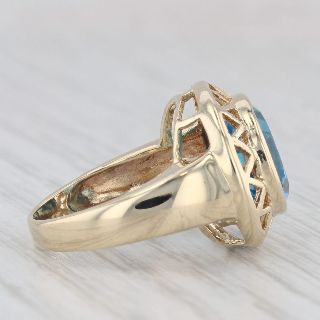Light Gray 6ct Oval Blue Solitaire Topaz 14k Yellow Gold Size 4.5