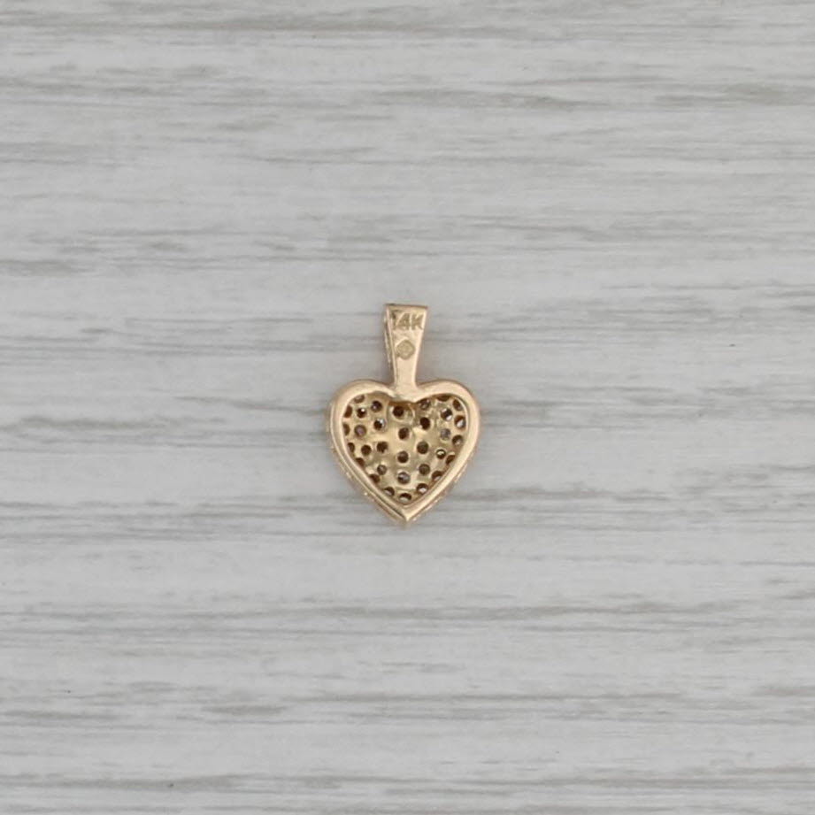 0.20ctw Pave Diamond Heart Pendant 14k Yellow Gold Small Drop