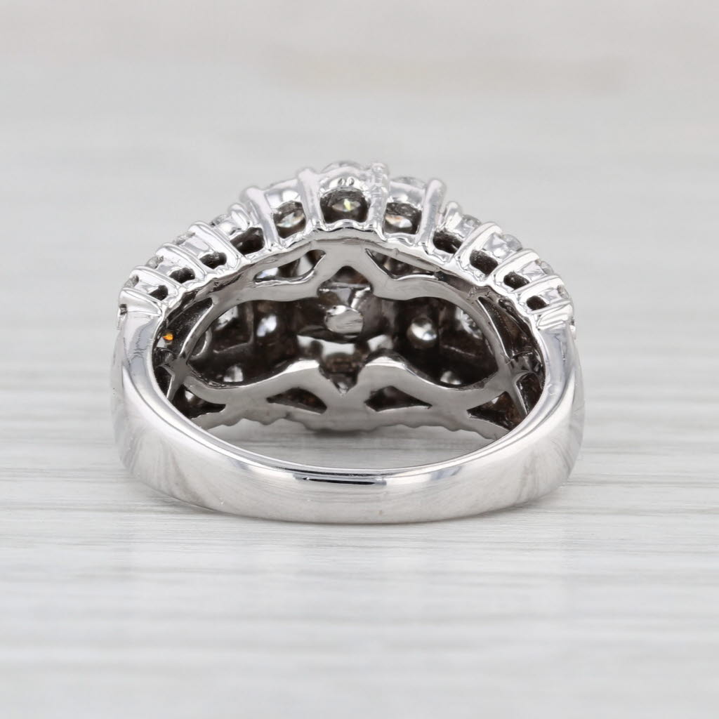 1.86ctw Diamond Halo Engagement Ring 14k White Gold Size 5 Bridal