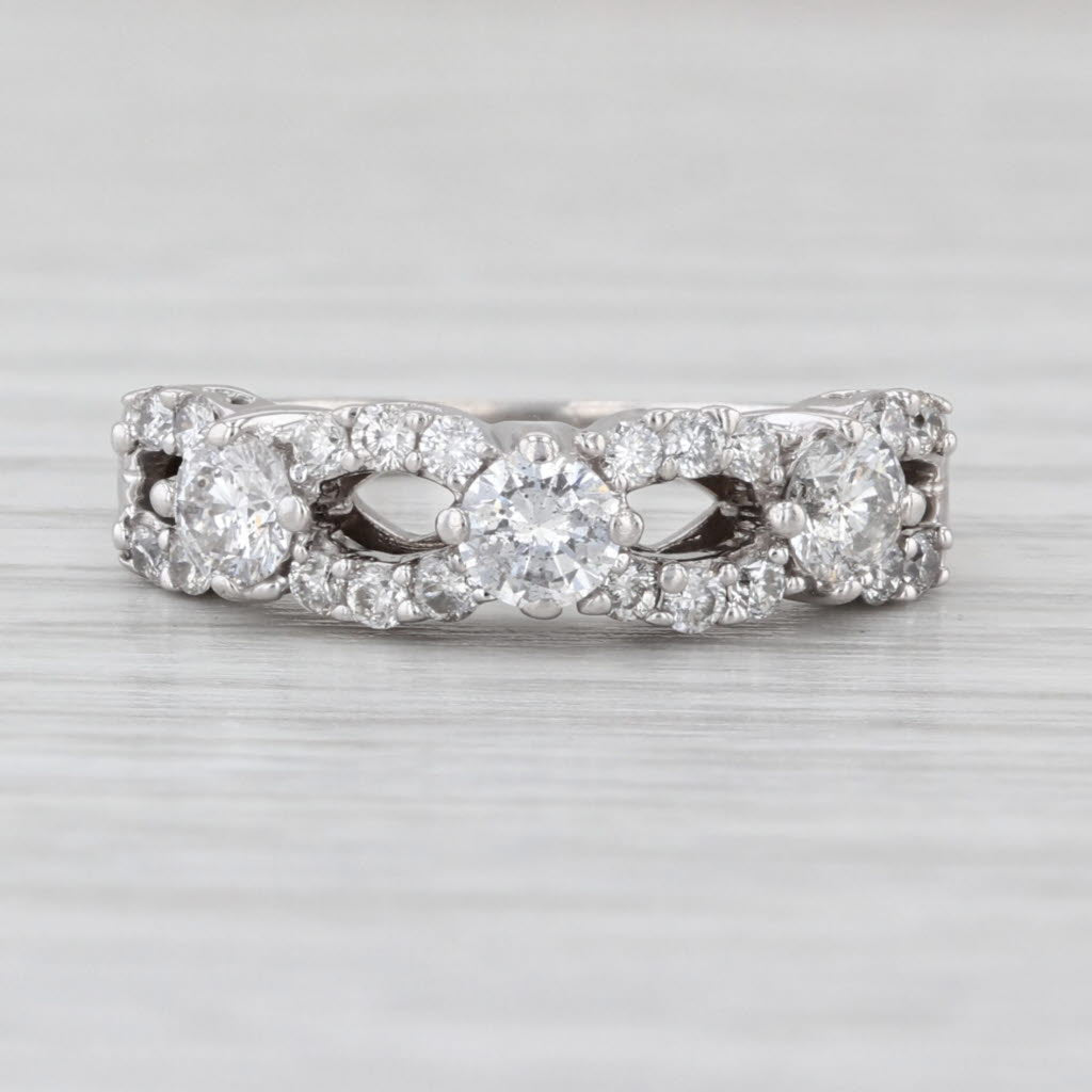 0.82ctw Diamond Link Rings Ring 14k White Gold Size 5 Stackable