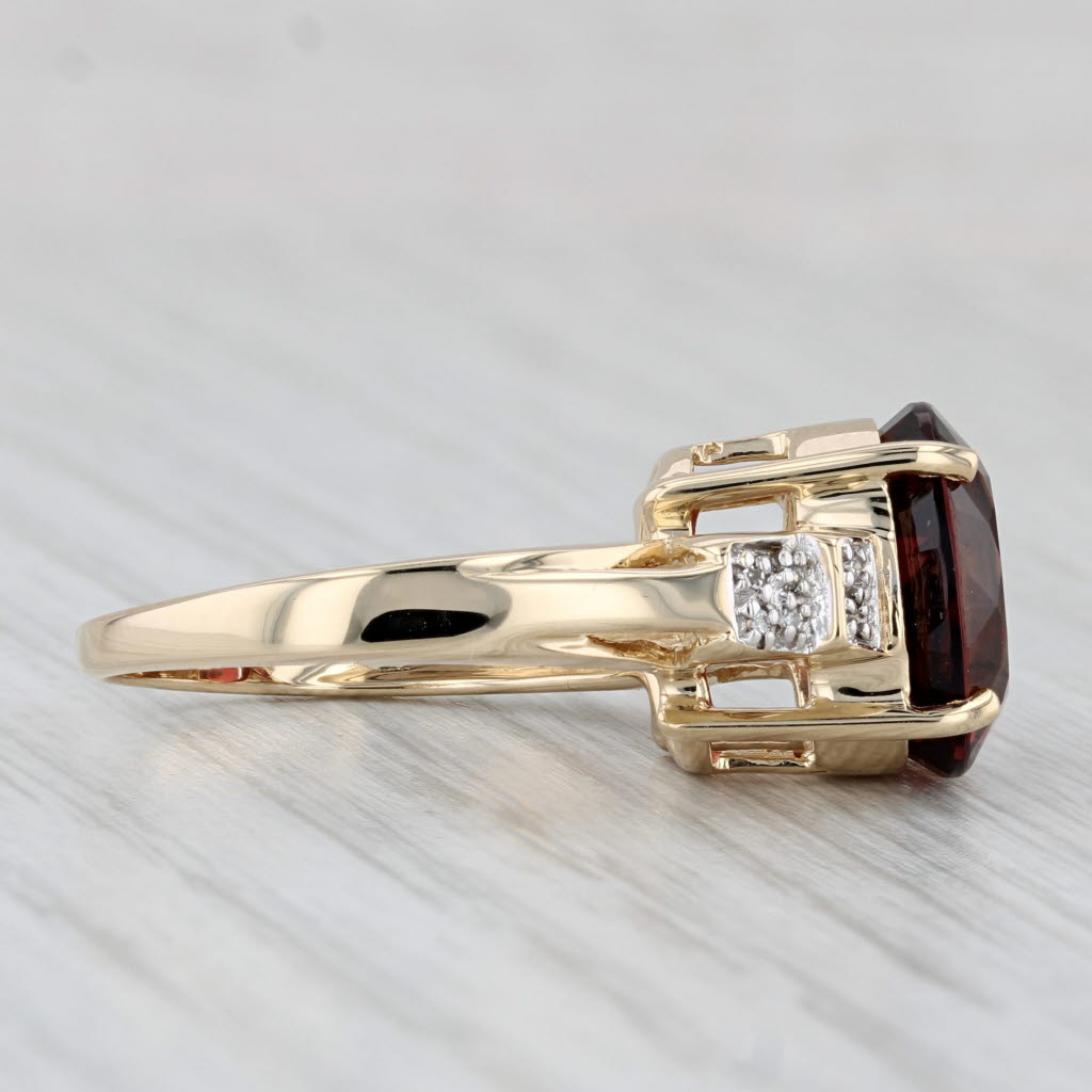 Light Gray 7.40ctw Oval Pink Tourmaline Diamond Ring 14k Yellow Gold Size 7
