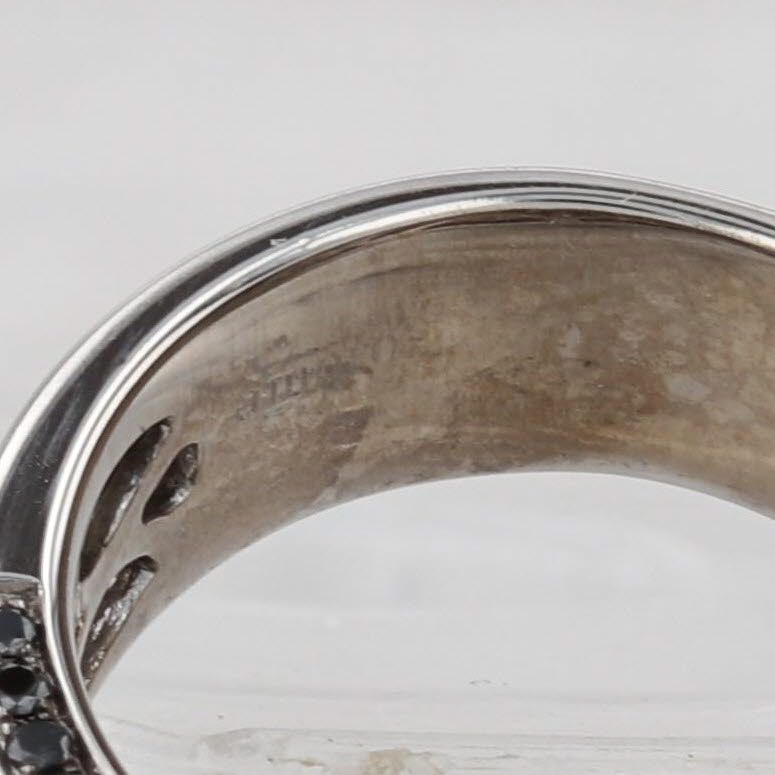 Light Gray 1.51ctw Black White Diamond Rows Ring 14k White Gold Size 6.75 Wide Band