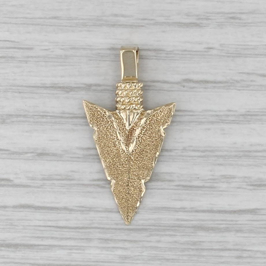 Brushed Arrowhead Pendant 14k Yellow Gold Statement