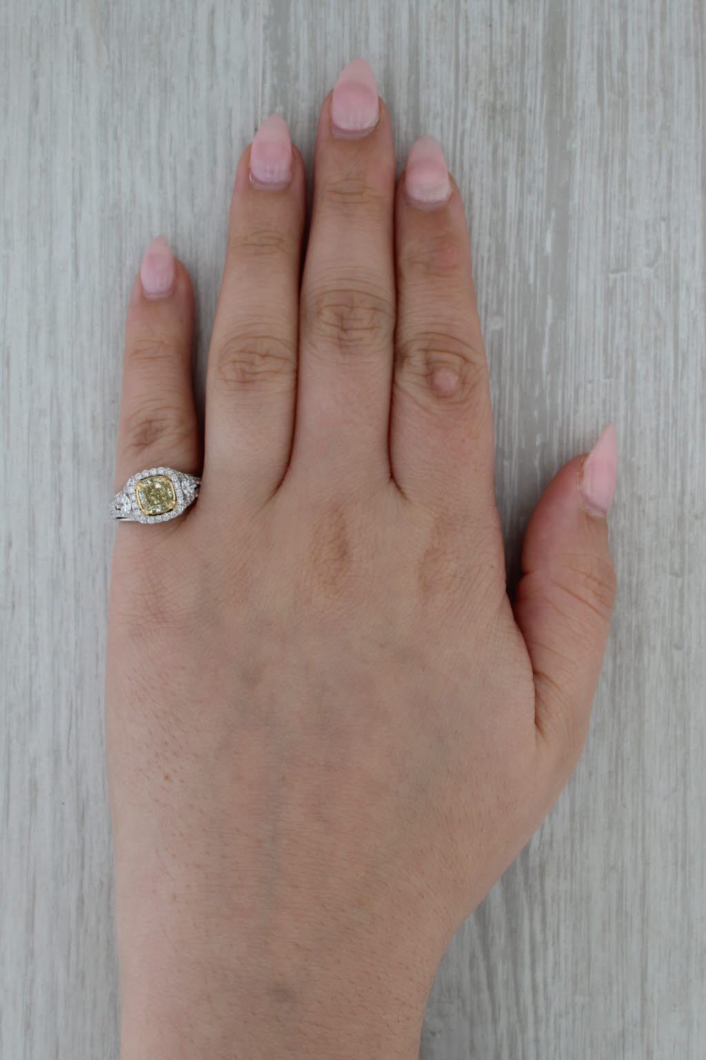 2.46ctw Cushion Diamond Halo Engagement Ring 18k White Gold Size 5.25 GIA