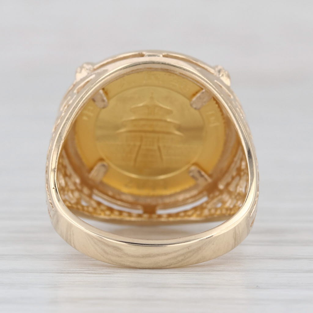 2011 Chinese Panda Coin Ring 14k 999 Fine Gold 20 Yuan 1/20oz Size 6.5