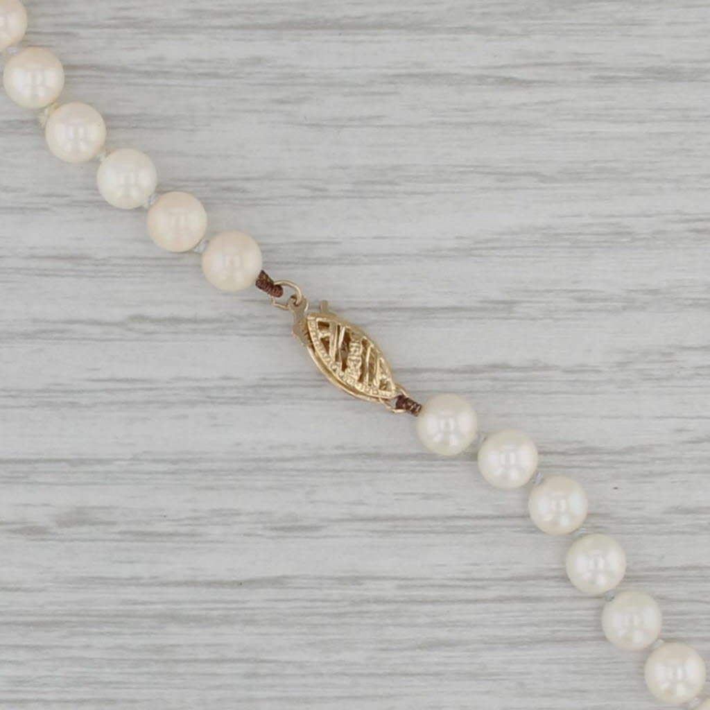 Saltwater Cultured Pearl Single Strand Necklace 14k Yellow Gold 23.25"