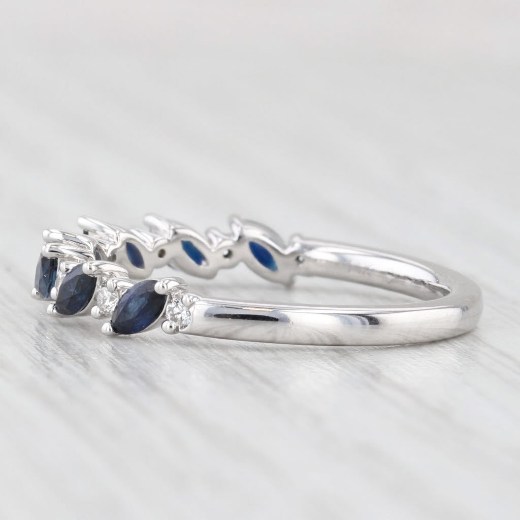 Light Gray 0.96ctw Diamond Sapphire Ring 14k White Gold Size 7.5 Stackable Wedding Band