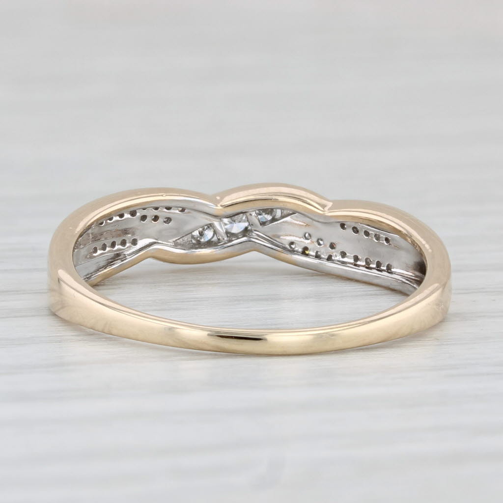 Light Gray Woven Diamond Ring 10k Yellow Gold Size 10.25 Stackable Anniversary Ring