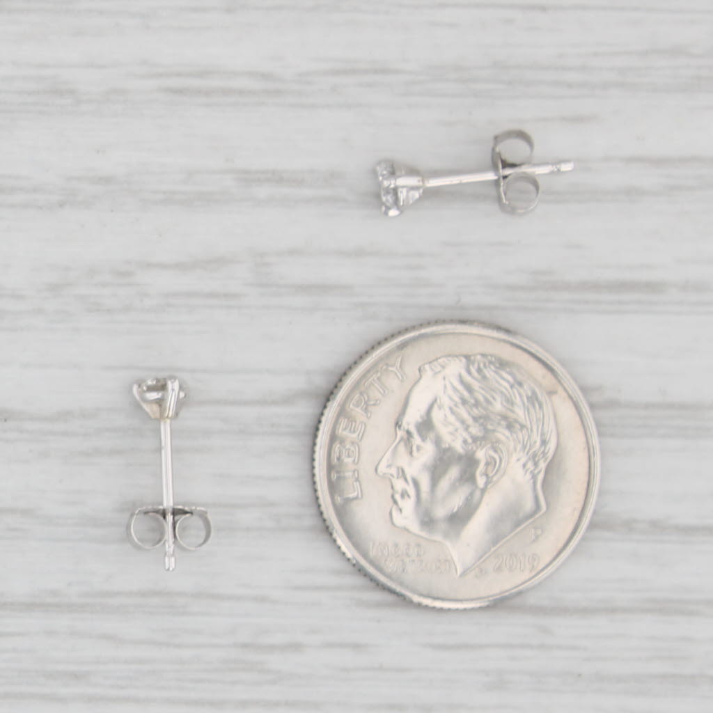 Light Gray New 0.19ctw Diamond Stud Earrings 14k White Gold VS2 Round Solitaires