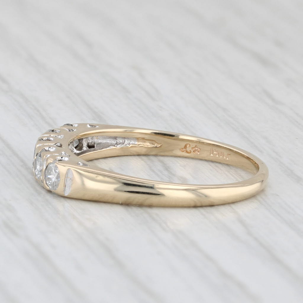 Light Gray 0.50ctw Diamond Wedding Band 14k Yellow Gold Stackable Anniversary Ring Sz 6.75