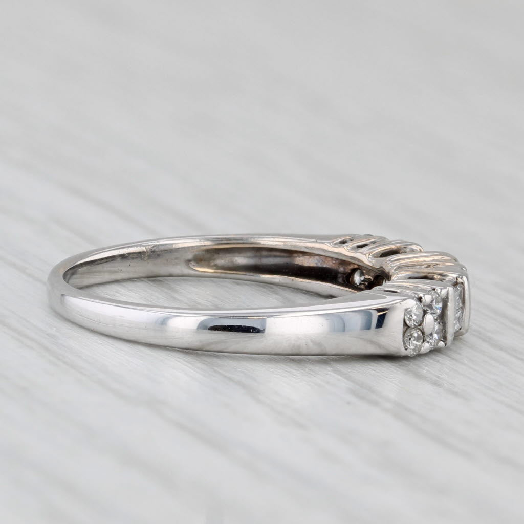 0.11ctw Diamond Wedding Band 14k White Gold Size 5.5 Stackable Anniversary Ring