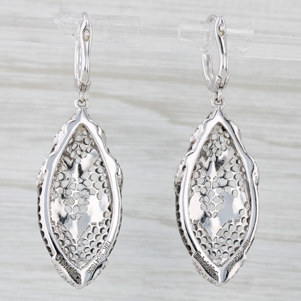 Light Gray Gabriel & Co 1.95ctw Black White Diamond Earrings 18k Gold Antiqued Finish