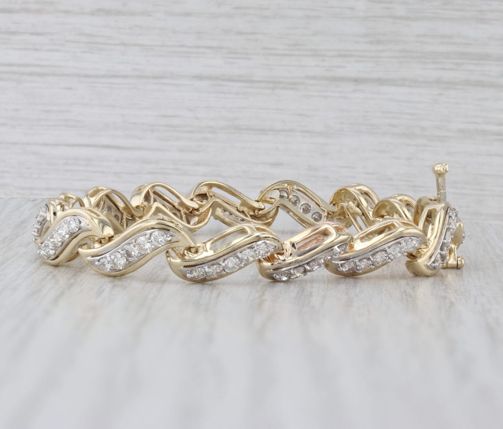 2.80ctw Diamond S-Link Bracelet 14k Yellow Gold 6.75" 8mm