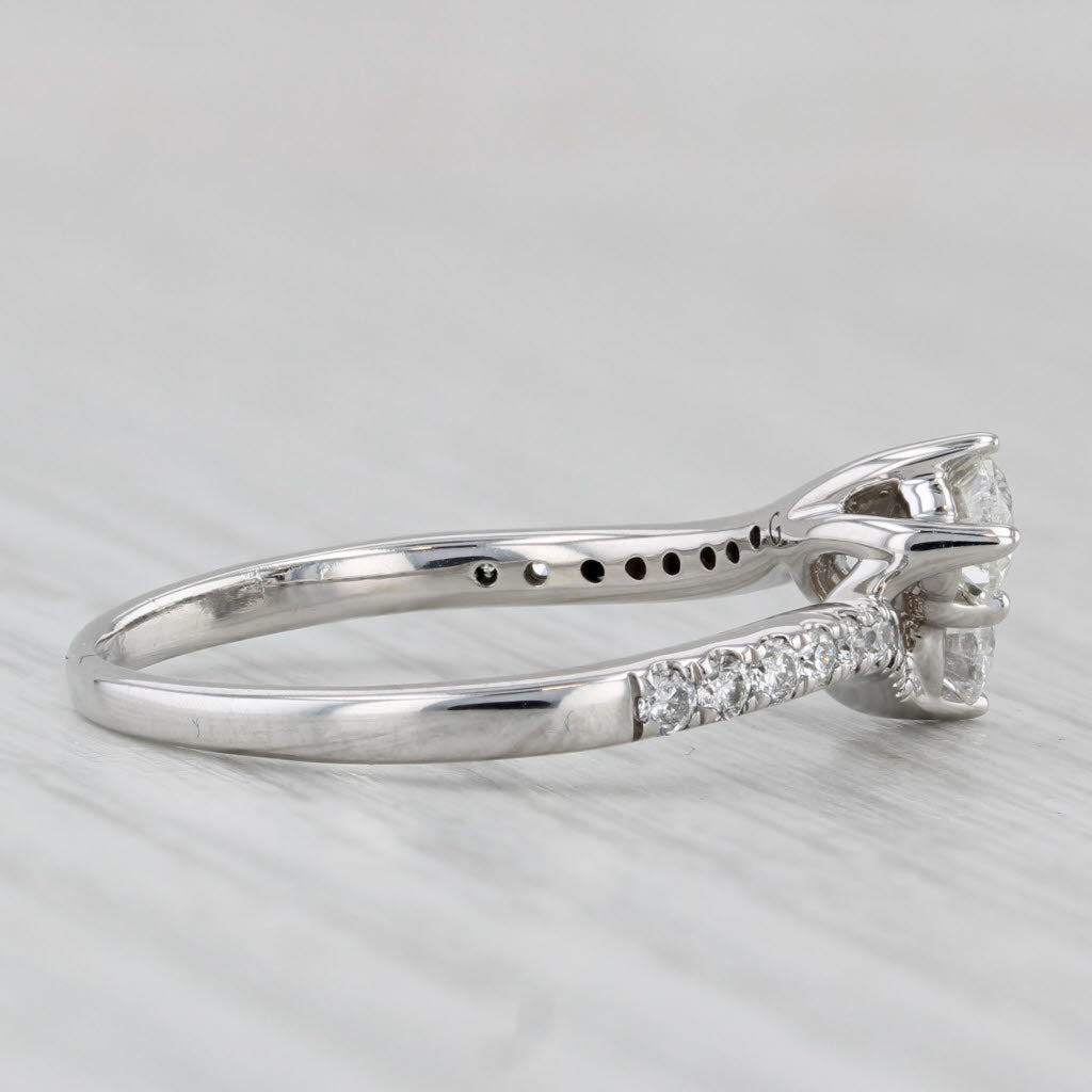 Light Gray 0.72ctw 2-Diamond Bypass Ring 14k White Gold Engagement Anniversary Size 7.5