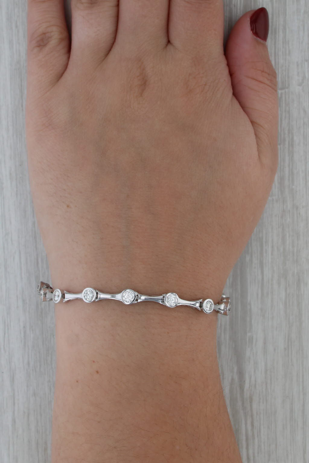 2.50ctw Diamond Tennis Bracelet 14k White Gold Bar Links 6.75" 5.1mm