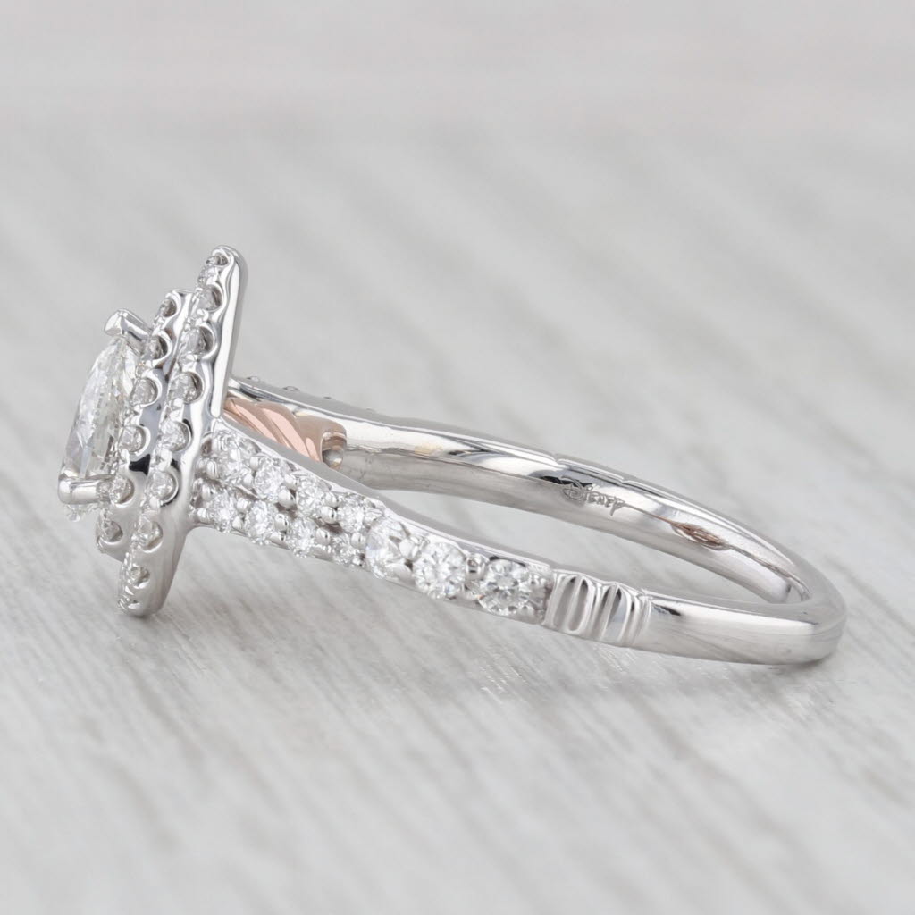 Light Gray 0.94ctw Pear Diamond Halo Engagement Ring 14k White Gold Disney Ariel Size 5.5