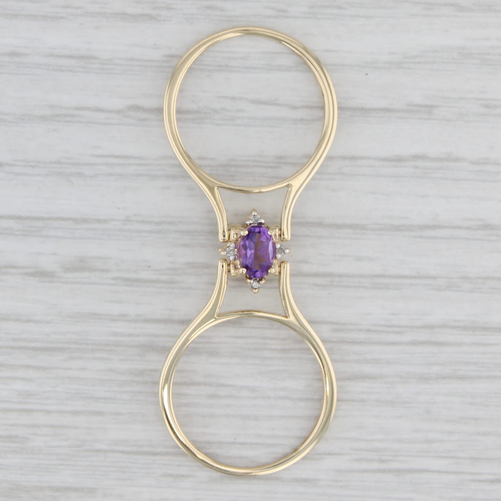 Gray 0.86ctw Citrine Amethyst Diamond Reversible Ring 14k Yellow Gold Size 7
