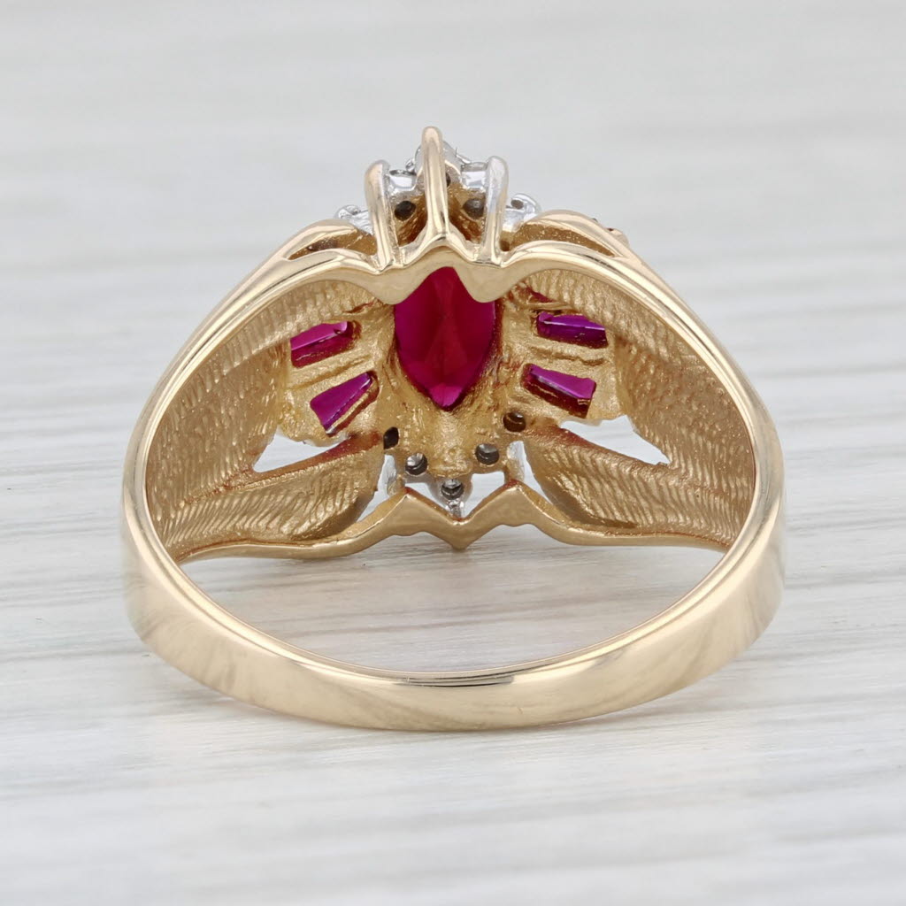 Light Gray 1.45ctw Lab Created Ruby Marquise Ring 14k Yellow Gold Size 6.75