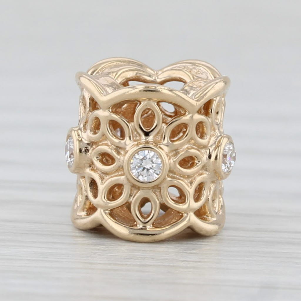 Light Gray Authentic Pandora Golden Radiance Diamond Charm 14k Gold 750803D Bead