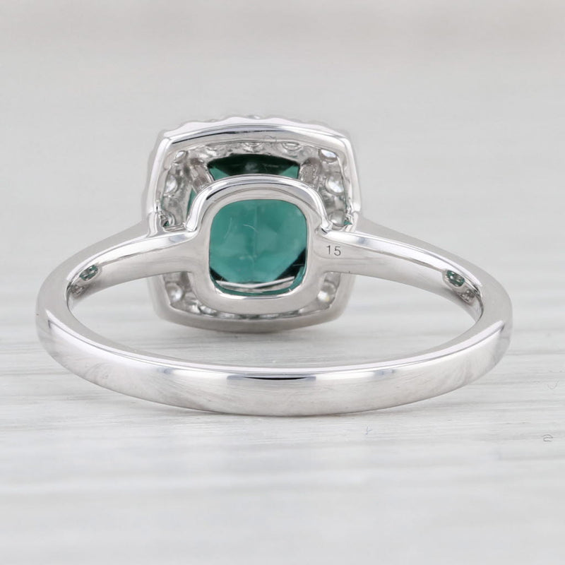 Light Gray New 1.91ctw Green Tourmaline Diamond Halo Ring 14k Gold Size 6.75 Engagement