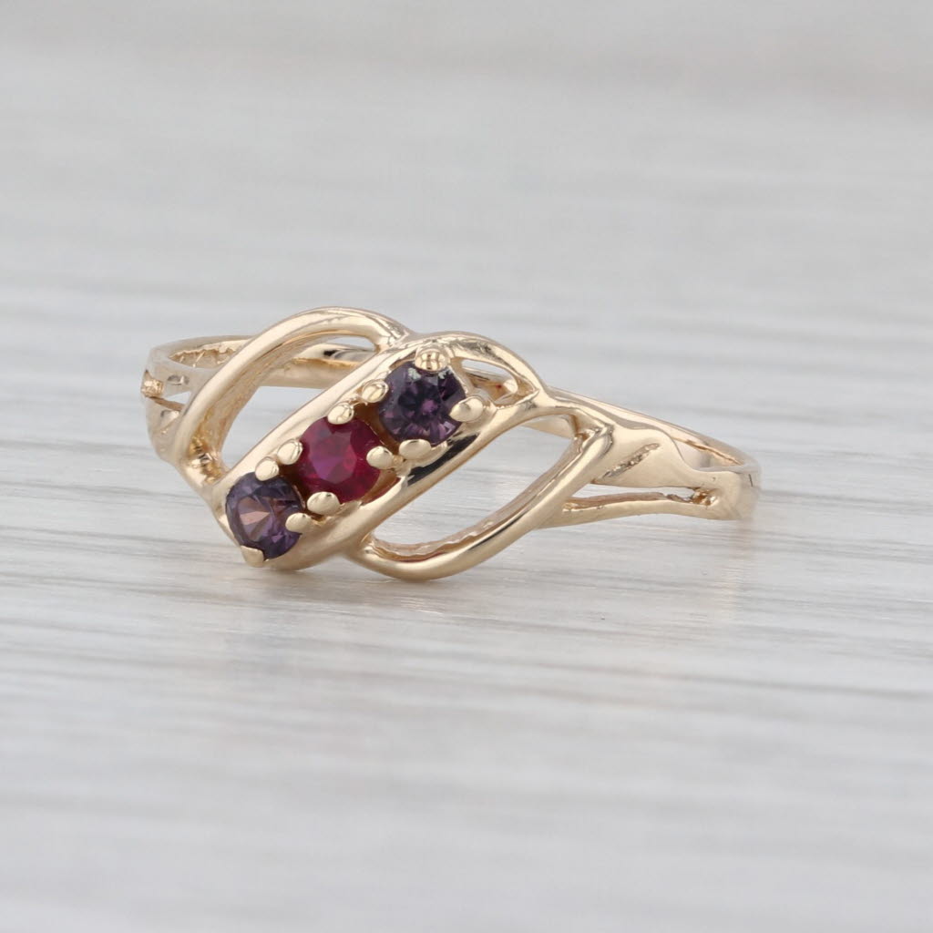 0.20ctw Lab Created Ruby Spinel Scalloped Ring 10k Yellow Gold Size 7.5