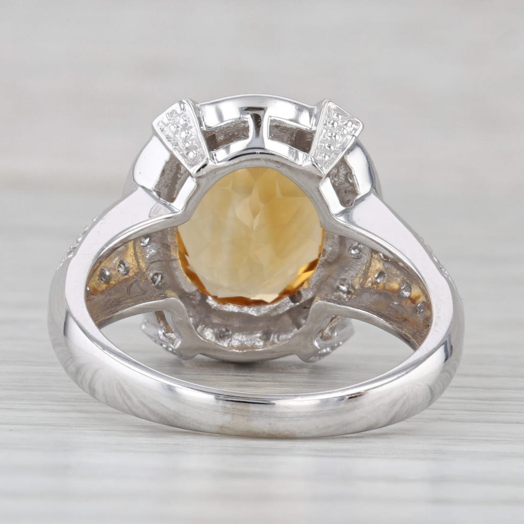 Gray 4.11ctw Citrine Diamond Halo Ring 14k White Gold Size 8.75 Cocktail