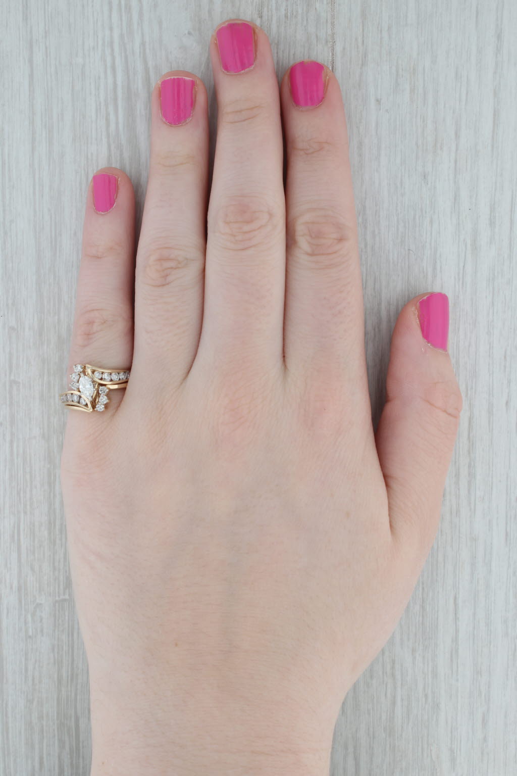 Gray 0.87ctw Marquise Diamond Engagement Ring Wedding Band Jacket Bridal Set 14k Gold