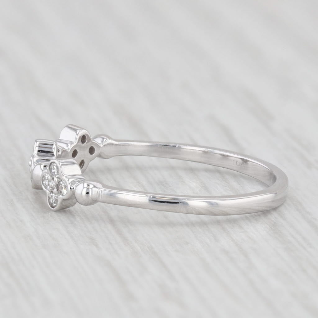 Light Gray New 0.15ctw Diamond Flower Clusters Ring 10k White Gold Size 7 Stackable