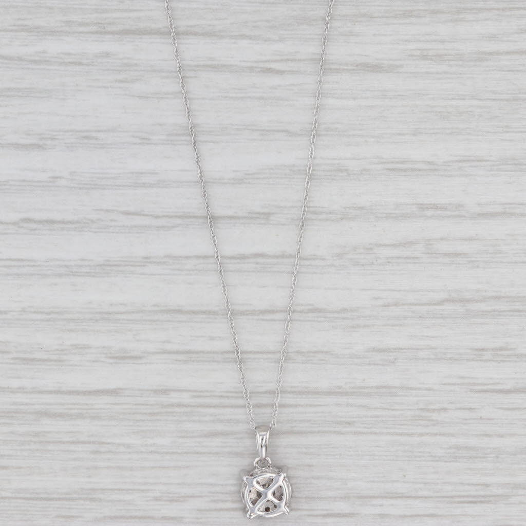 Light Gray 0.20ctw Diamond Halo Pendant Necklace 10k White Gold 20.25" Rope Chain