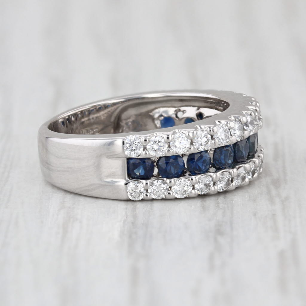 1.40ctw Blue Sapphire Diamond Ring 14k White Gold Size 4.75-5 Anniversary Bridal