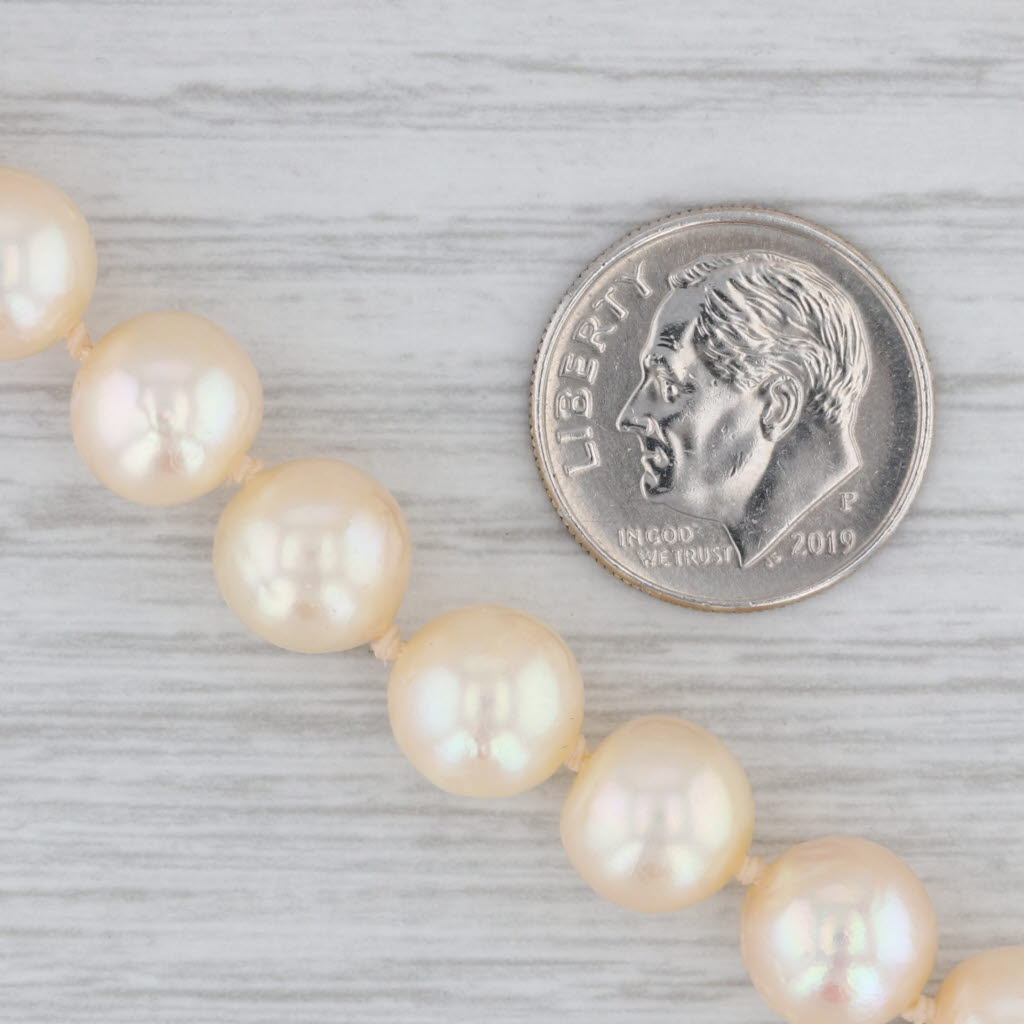 Gray Vintage Cultured Pearl Bead Strand Necklace 10k Gold 17"