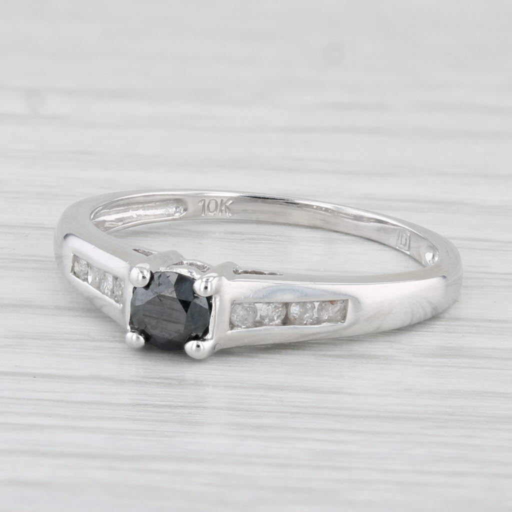 Light Gray 0.33ctw Black White Diamond Ring 10k White Gold Size 7.25 Engagement