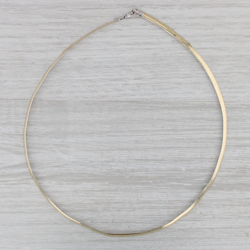 Gray Reversible Herringbone Necklace 14k Yellow & White Gold 18" 3.9mm