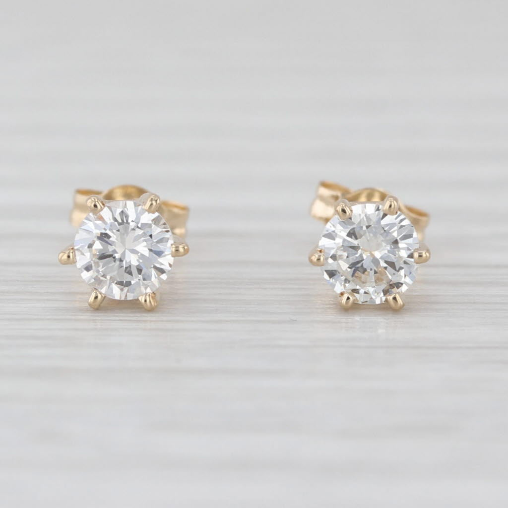 0.45ctw Diamond Stud Earrings 14k Yellow Gold Round Solitaire Studs