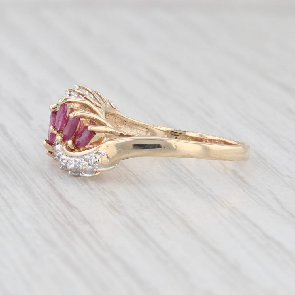 Light Gray 1.23ctw Ruby Diamond Cluster Ring 14k Yellow Gold Size 8