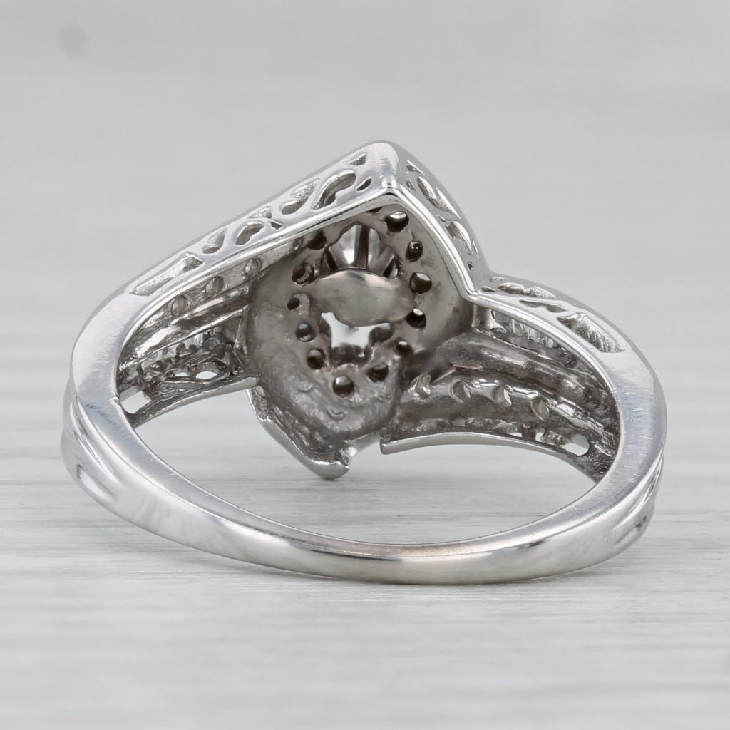 Gray Diamond Bypass Engagement Ring Bridal Set 10k White Gold Size 7.25