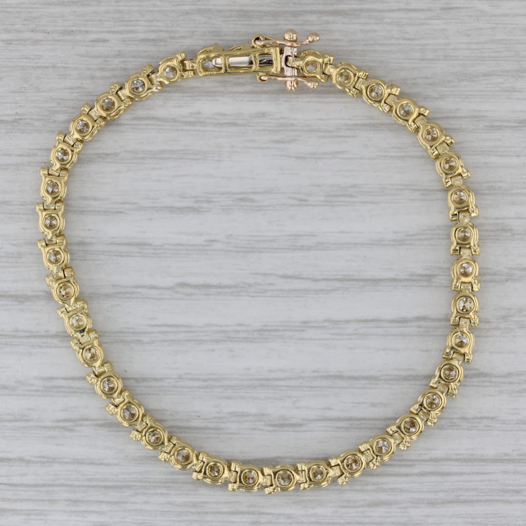 Gray 7ctw VS2 Diamond Tennis Bracelet 18k Yellow Gold 7" 4.2mm