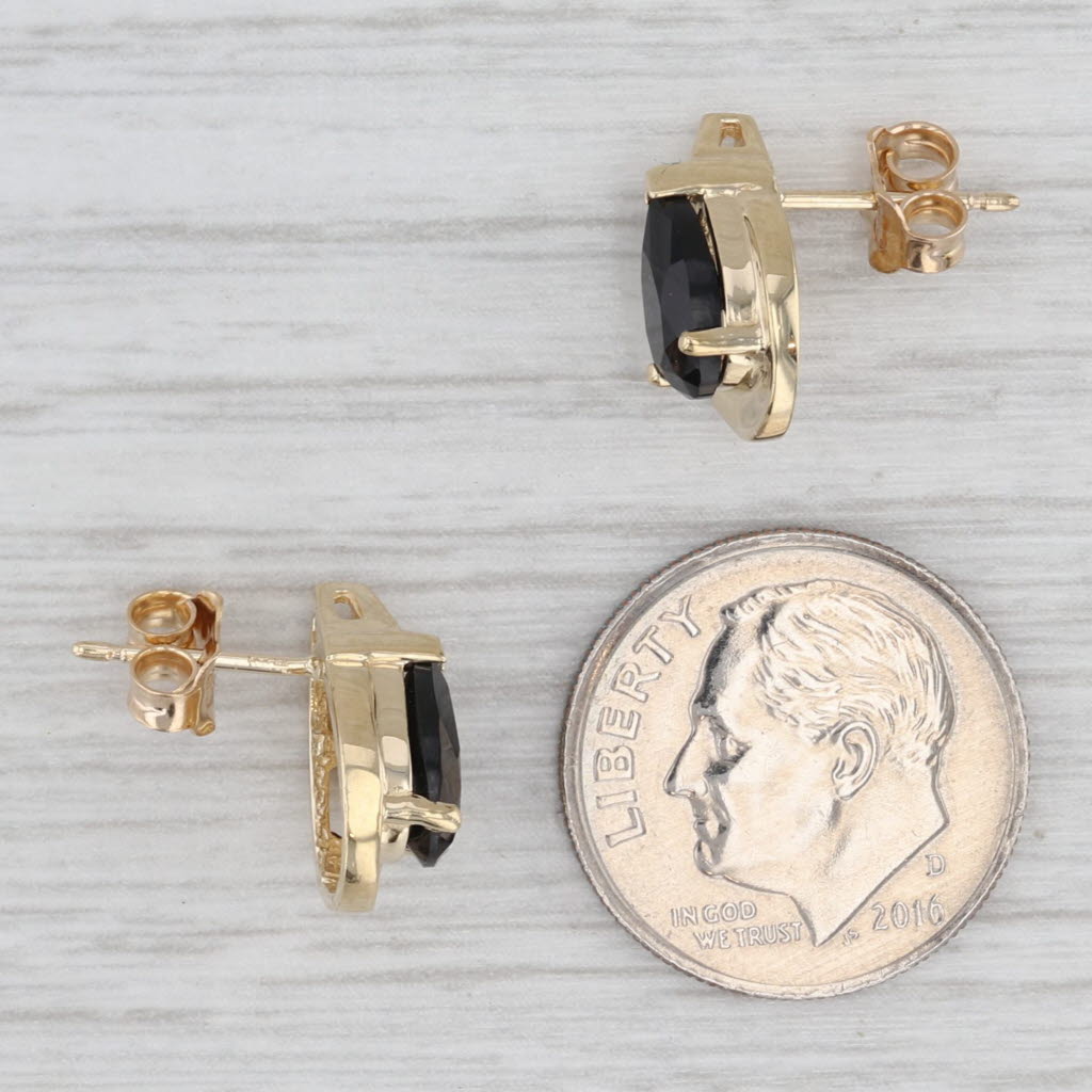 Onyx Pear Diamond Stud Earrings 14k Yellow Gold Studs