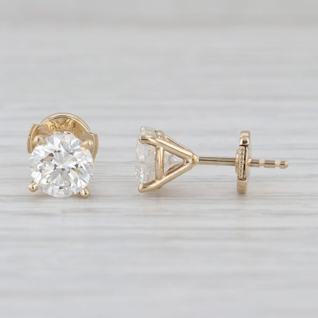 2ctw GIA Round Solitaire Classic Diamond Stud Earrings 14k Yellow Gold Studs H
