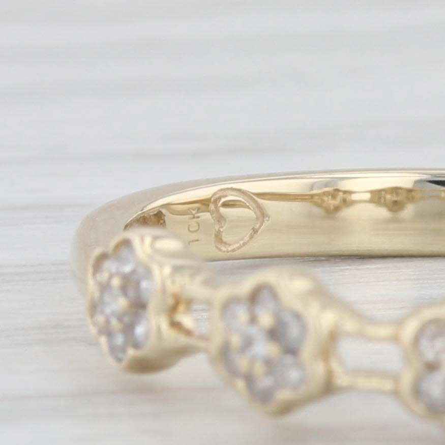 Light Gray Diamond Flower Cluster Ring 10k Yellow Gold Size 7 Stackable